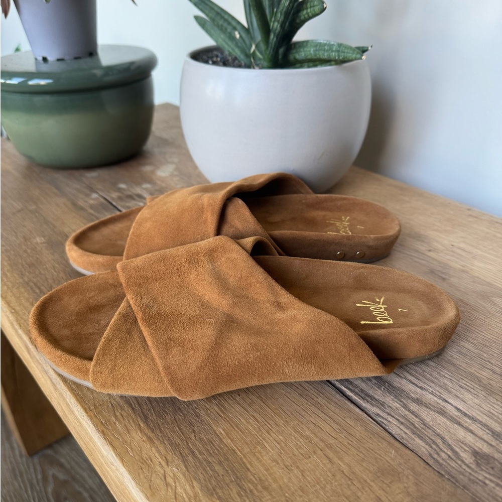 beek KEA Tan Suede Slide Sandals